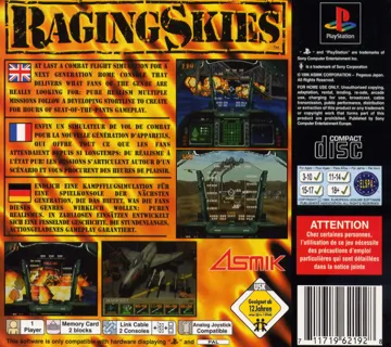 Raging Skies (EU) box cover back